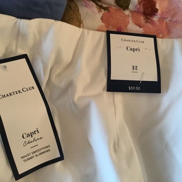 NWT Charter Club White Stretch Capri’s Women’s 12 - Picture 8 of 13